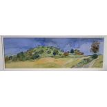 TOM H SHANKS RSW RGI PAI Duncryne Hill, Gartocharn, signed, watercolour, 15 x 48cm Provenance -