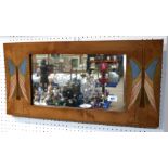 An Art Deco style painted and wooden frame mirror decorated with butterflies70cm x 35cm Condition