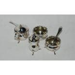 A four piece silver condiment set, Birmingham 1905 Condition Report: Available upon request