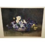 NAN LIVINGSTON Mixed pansies, monogrammed, watercolour, dated, 1921 41 x 54cm Condition Report: