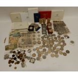 A lot comprising nine set coins of Great Britain, various years, a collection of mainly GB coins