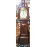 A mahogany longcase clock with painted face (Shedden Perth, Burns and his Highland Mary and the four
