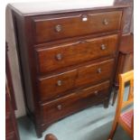 A stained chest with four graduating drawers, 137cm high x 107cm wide Condition Report: Available