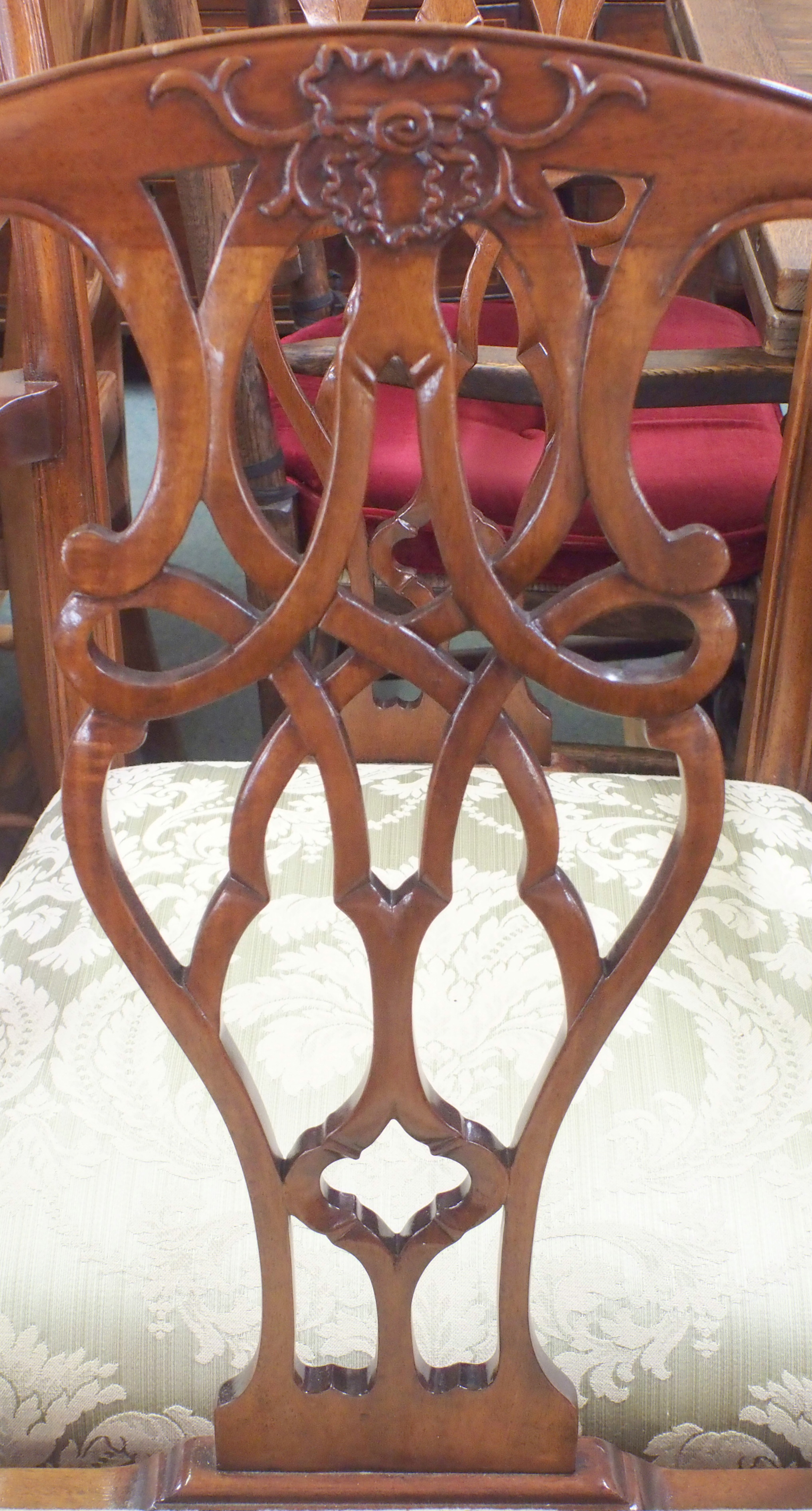 A set of eight Brights of Nettlebed reproduction mahogany Chippendale style dining chairs (two - Image 3 of 4