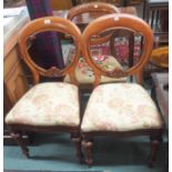 A pair of Victorian mahogany balloon back chairs and another balloon back chair (3) Condition