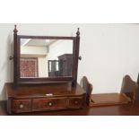 A mahogany toilet mirror with three drawers and a book slide (2) Condition Report: Available upon