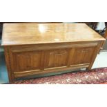 An oak linen fold blanket chest, 51cm high x 105cm wide x 46cm deep Condition Report: Available upon
