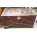 A carved camphor wood chest, 55cm high x 100cm wide x 55cm deep Condition Report: Available upon