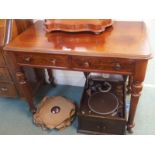 A Victorian mahogany table with two drawers, 77cm high x 96cm wide x 56cm deep Condition Report: