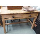 A Victorian pine kitchen table with two drawers, 73cm high x 111cm wide x 58cm deep Condition