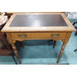 A Victorian oak desk with single drawer, 74cm high x 76cm wide x 46cm deep Condition Report: