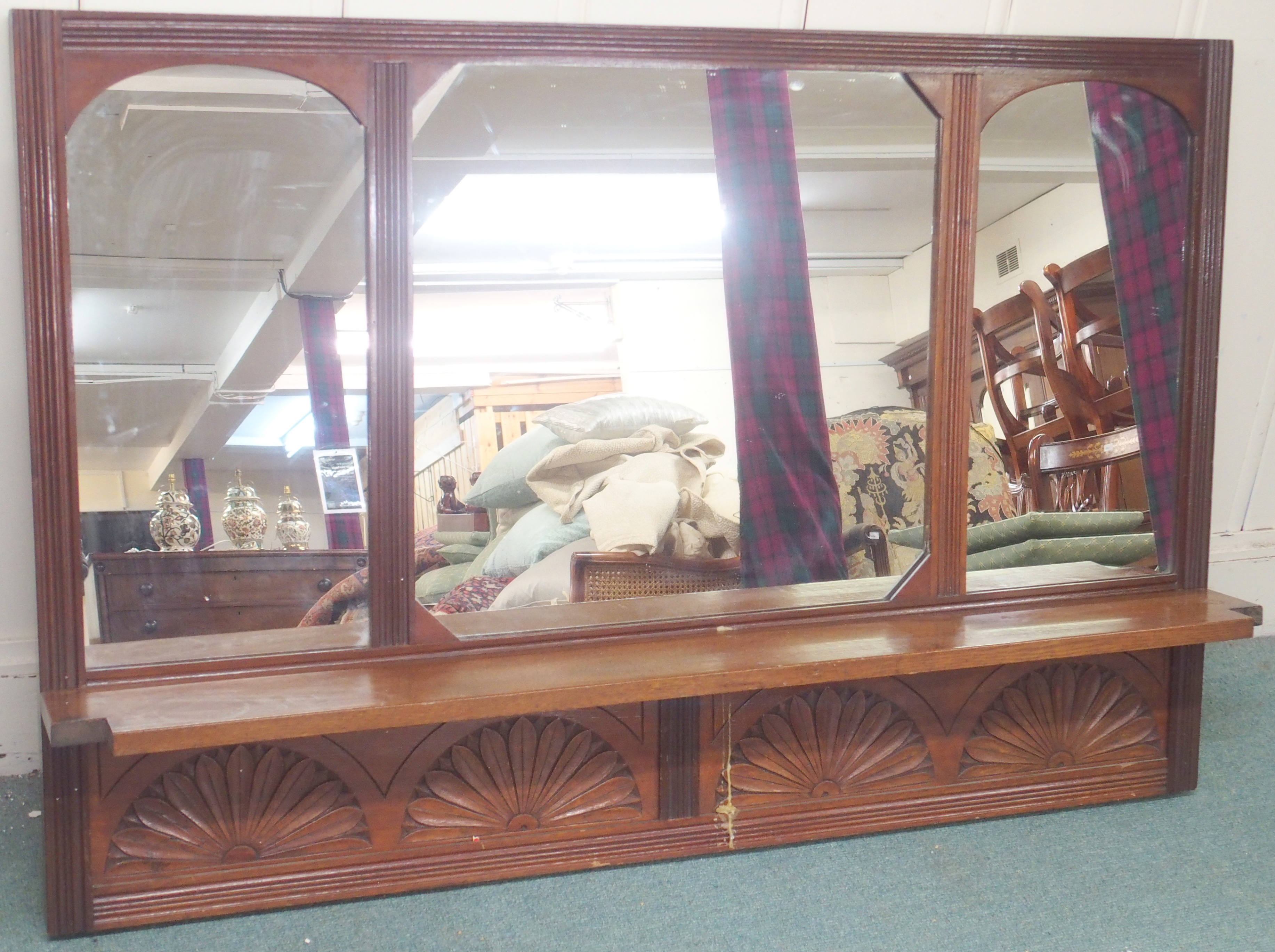 An oak sideboard with two drawers over two cupboard doors (mirror back def), 100cm high x 137cm wide - Image 2 of 2