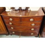 A mahogany two over three bow front chest of drawers, 95cm high x 110cm wide Condition Report: