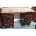 A Victorian mahogany twin pedestal desk, 75cm high x 114cm wide x 48cm deep Condition Report: