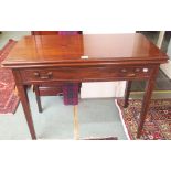 A mahogany fold over tea table with single drawer, 73cm high x 94cm wide Condition Report: Available