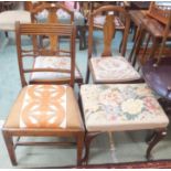 A pair of walnut dining chairs, dining chair and a dressing stool (4) Condition Report: Available