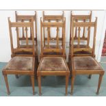 Six oak Arts and Crafts dining chairs (6) Condition Report: Available upon request