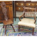 A mahogany spinning chair and a walnut armchair (2) Condition Report: Available upon request