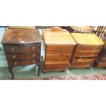 A reproduction three drawer chest on legs and two other small chests (3) Condition Report: Available