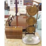 A Singer sewing machine, cake stand and a Mappin and Webb tray (3) Condition Report: Available