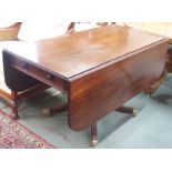 A mahogany drop leaf table with two drawers, 70cm high x 132cm wide x 65cm deep Condition Report: