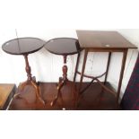 A pair of mahogany wine tables and an occasional table (3) Condition Report: Available upon request