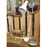 A cream Anglepoise lamp and a box of brassware (2) Condition Report: Available upon request