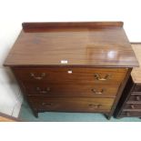 A mahogany three drawer chest, 98cm high x 91cm wide x 50cm deep Condition Report: Available upon