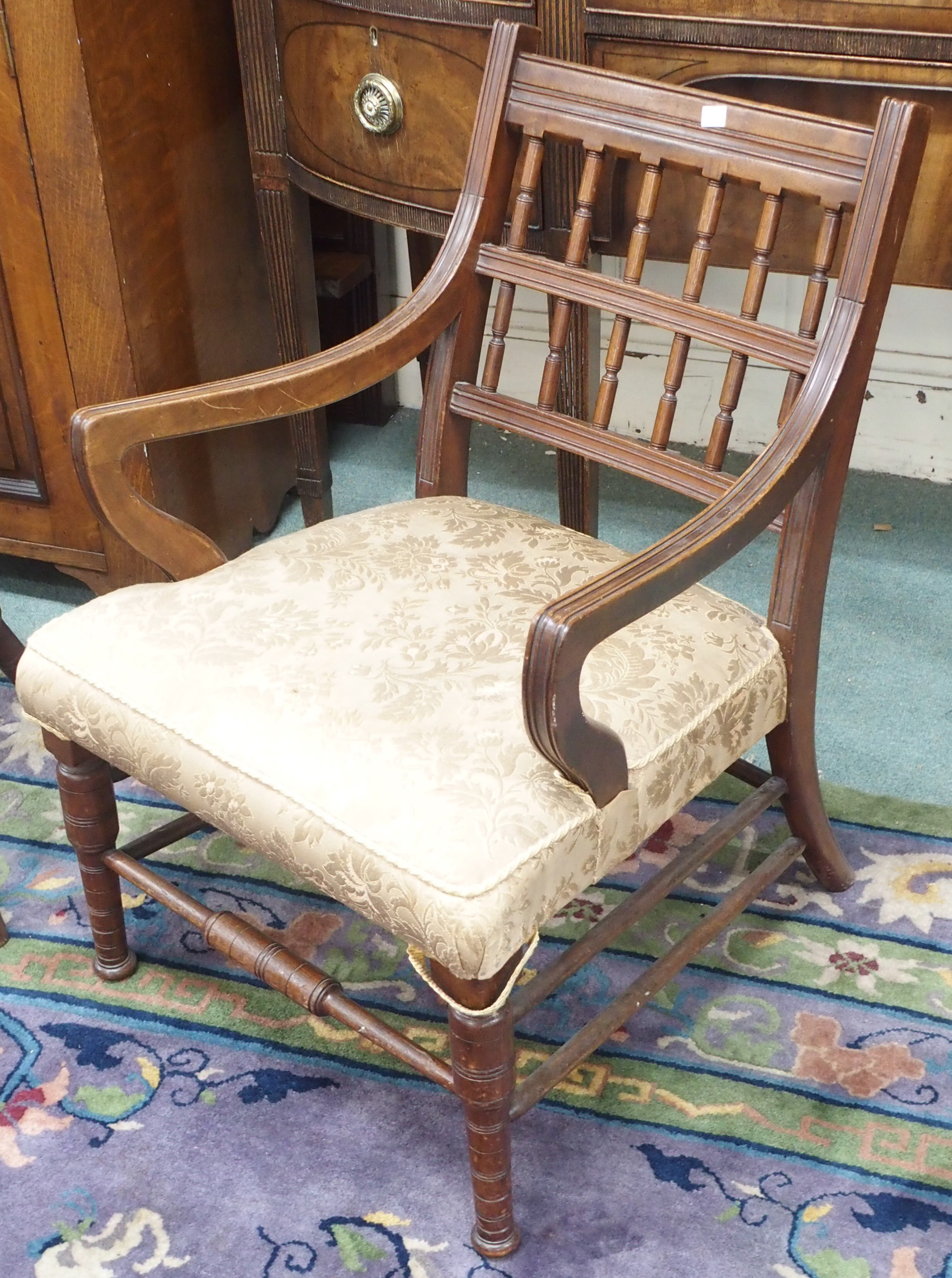 A mahogany spinning chair and a walnut armchair (2) Condition Report: Available upon request - Image 2 of 2