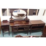 A mahogany dressing chest with oval mirror,146cm high x 114cm wide a matching two drawer chest, 75cm