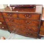 A Georgian mahogany two over three chest of drawers (def), 98cm high x 109cm wide Condition