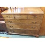 A mahogany three over three chest of drawers on bracket feet, 94cm high x 117cm wide Condition