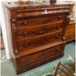 A mahogany Ogee chest with carved supports, 142cm high x 129cm wide x 62cm deep Condition Report: