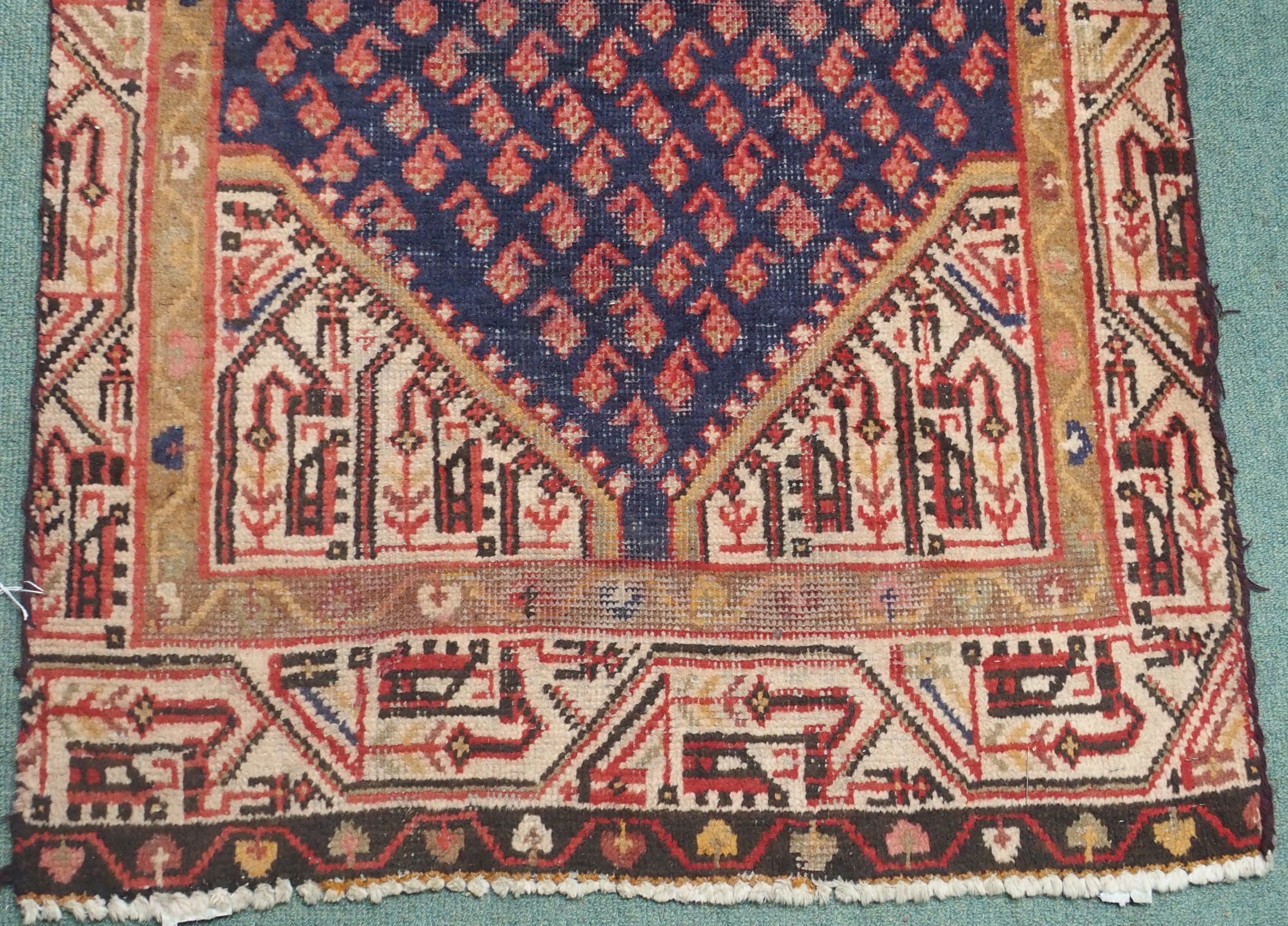 A blue ground Araak runner with central medallion, 307cm x 90cm Condition Report: Available upon - Image 3 of 4