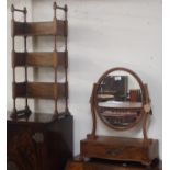 A mahogany toilet mirror and open set of bookshelves (2) Condition Report: Available upon request