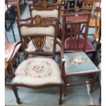 A pair of inlaid mahogany armchairs, matching chair and a parlour chair (4) Condition Report: