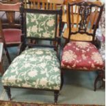 A Victorian ebonised chair and a mahogany parlour chair (2) Condition Report: Available upon