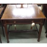 A mahogany inlaid table with drop flaps and single drawer with square tapering legs Condition