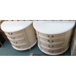 A pair of Laura Ashley cream bow front four drawer chests (2) Condition Report: Available upon