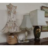 Three table lamps (3) Condition Report: Available upon request