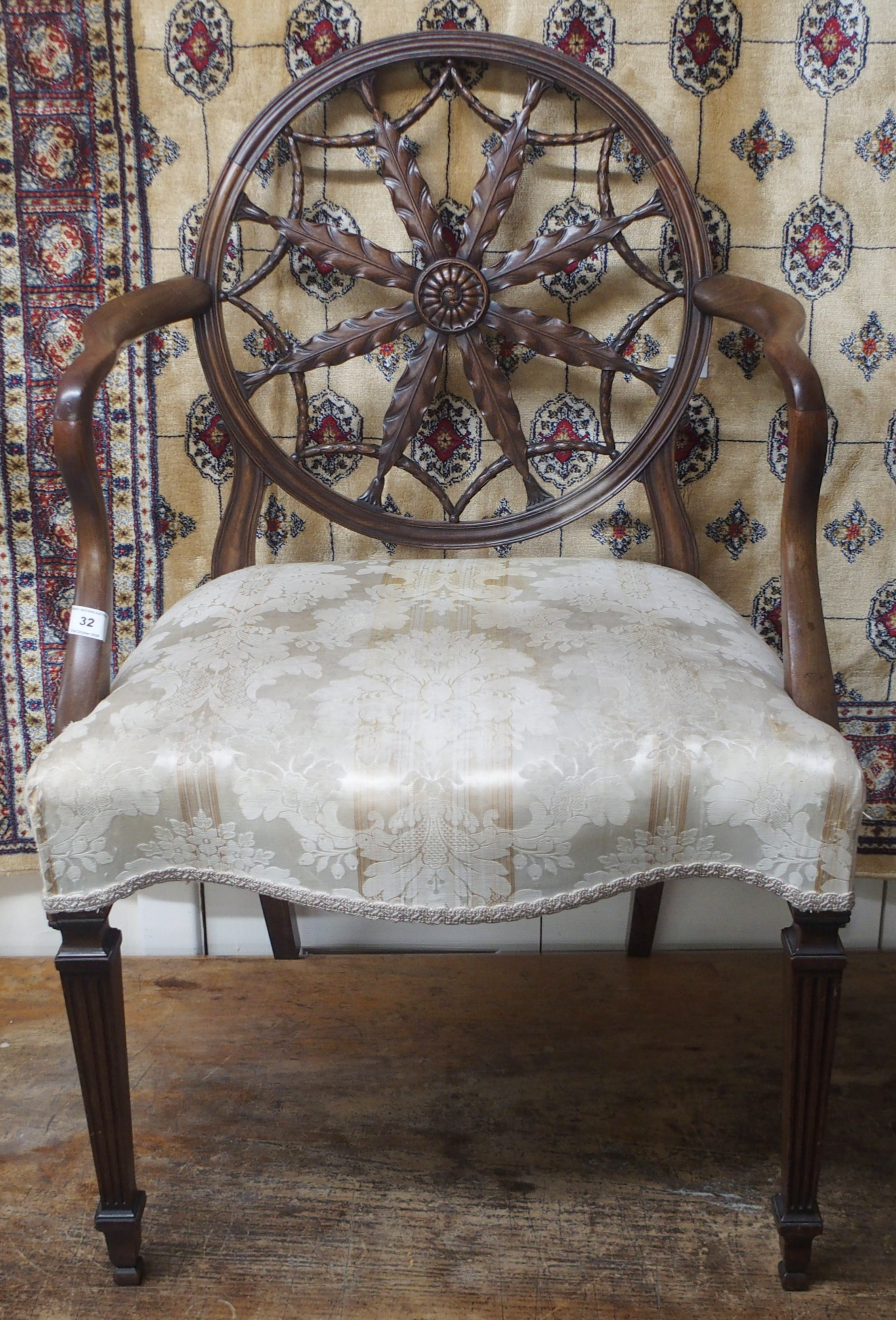 A mahogany Hepplewhite style wheelback chair Condition Report: Available upon request