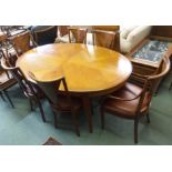 A Collinet Sieges, French cherry wood oval extending ding table, 74cm high x 225cm wide x 113cm deep