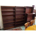 A pair of mahogany bookcases,181cm high x 90cm wide x 28cm deep a smaller matching bookcase