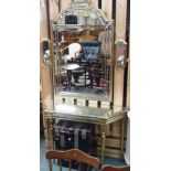 A modern gilt 126cm high x 80 cm wide and mirrored console table, 82cm high x 120cm wide x 38cm