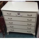 A cream French style five drawer chest Condition Report: Available upon request