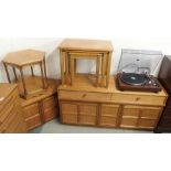 A Nathan teak cabinet and matching corner cabinet, nest of tables and an occasional table (4)