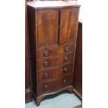 A mahogany serpentine front tallboy, 124cm high x 56cm wide Condition Report: Available upon