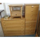 A modern five drawer chest with matching four drawer bedside cabinets (3) Condition Report: