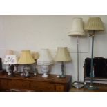 Seven table lamps and two standard lamps (9) Condition Report: Available upon request