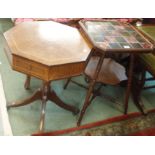 A mahogany octagonal occasional table and a tile topped occasional table (2) Condition Report: